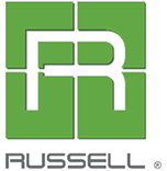 Russell company logo featuring stylized white letters 'R' and 'U' on a green square background.