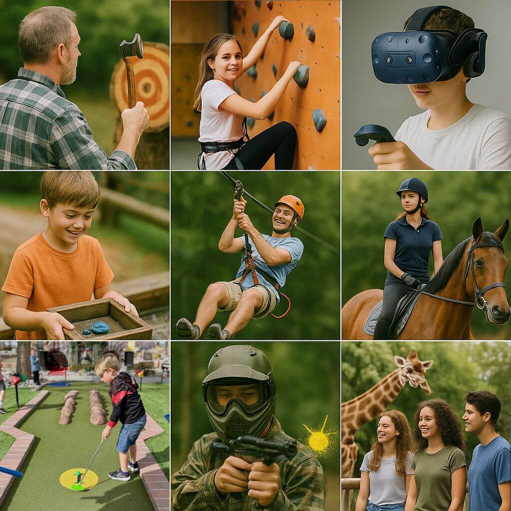 image of park with people enjoying rides