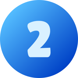 White number 2 inside a blue circular gradient background.