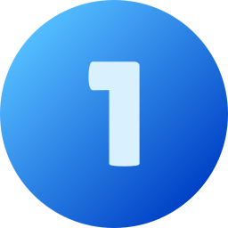 Blue circular icon with a white number one in the center.