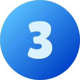White number 3 centered inside a blue circular gradient background.
