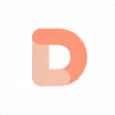 Stylized letter D logo in shades of peach and coral on white background.