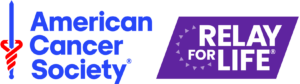 Logo of American Cancer Society with the Relay for Life emblem in purple.