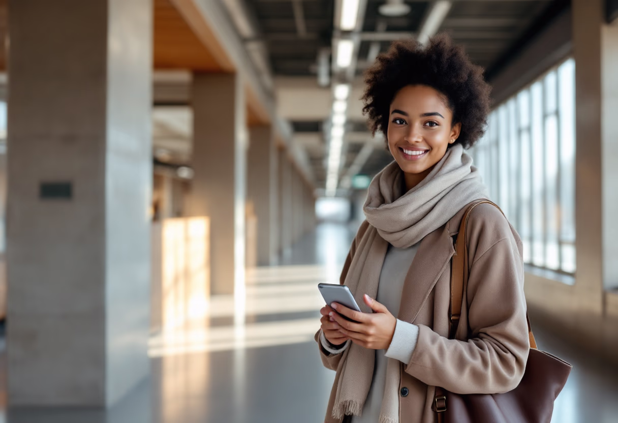 image of a commuter using a transportation app (for a mobility and transportation)