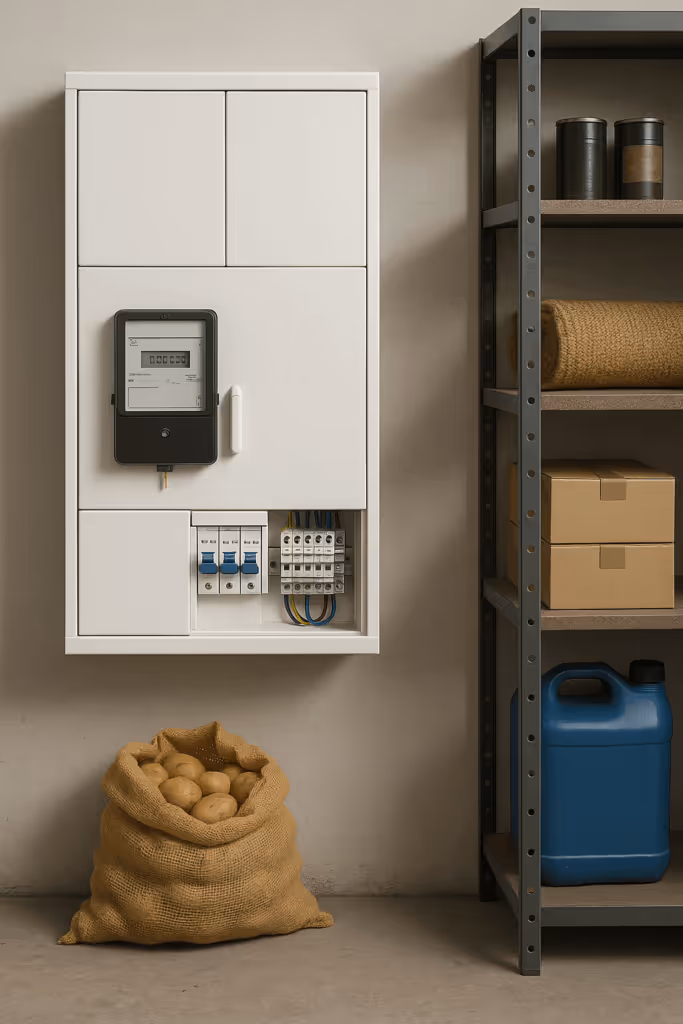 Zählerschrank in einem Hauswirtschaftsraum