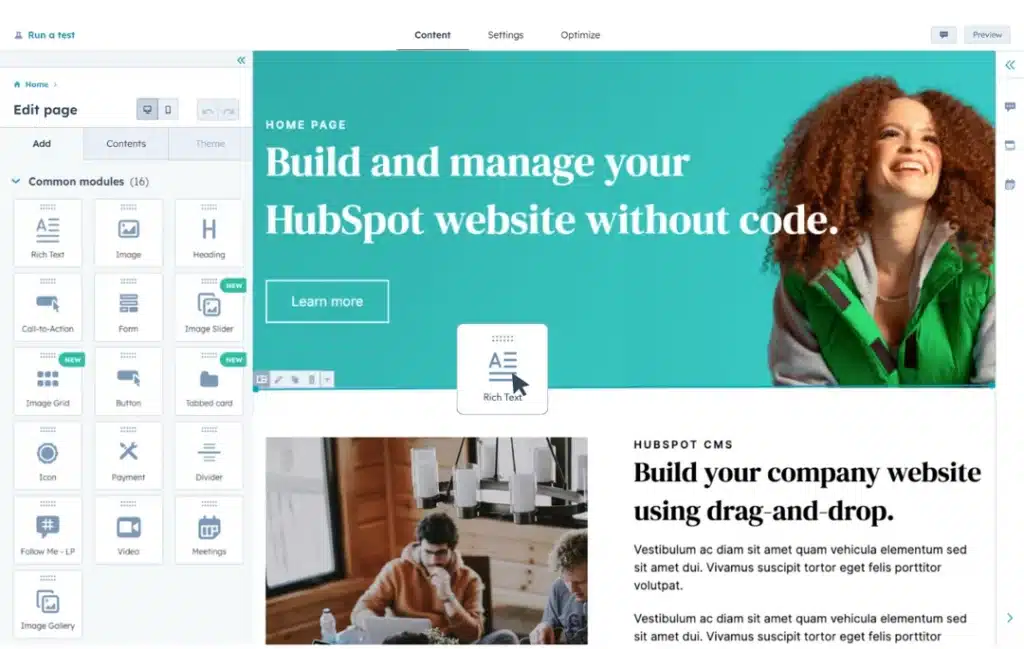 CMS ecommerce Hubspot