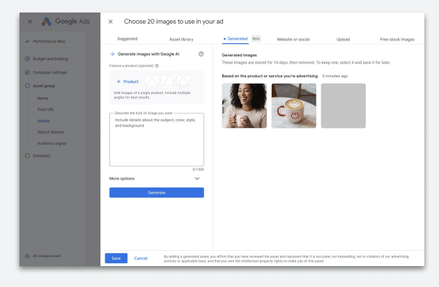 générer des images dans Google Ads