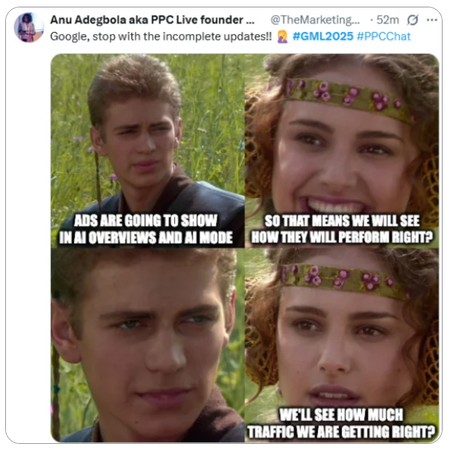 Les performances des AI Overviews (impressions, clics…) seront bientôt visibles dans la Search Console, aux US pour commencer. Oui parce que même si les AI Overviews sont lancés aux US depuis presque 1 an, le tracking reste hasardeux, voire quasi inexistant.