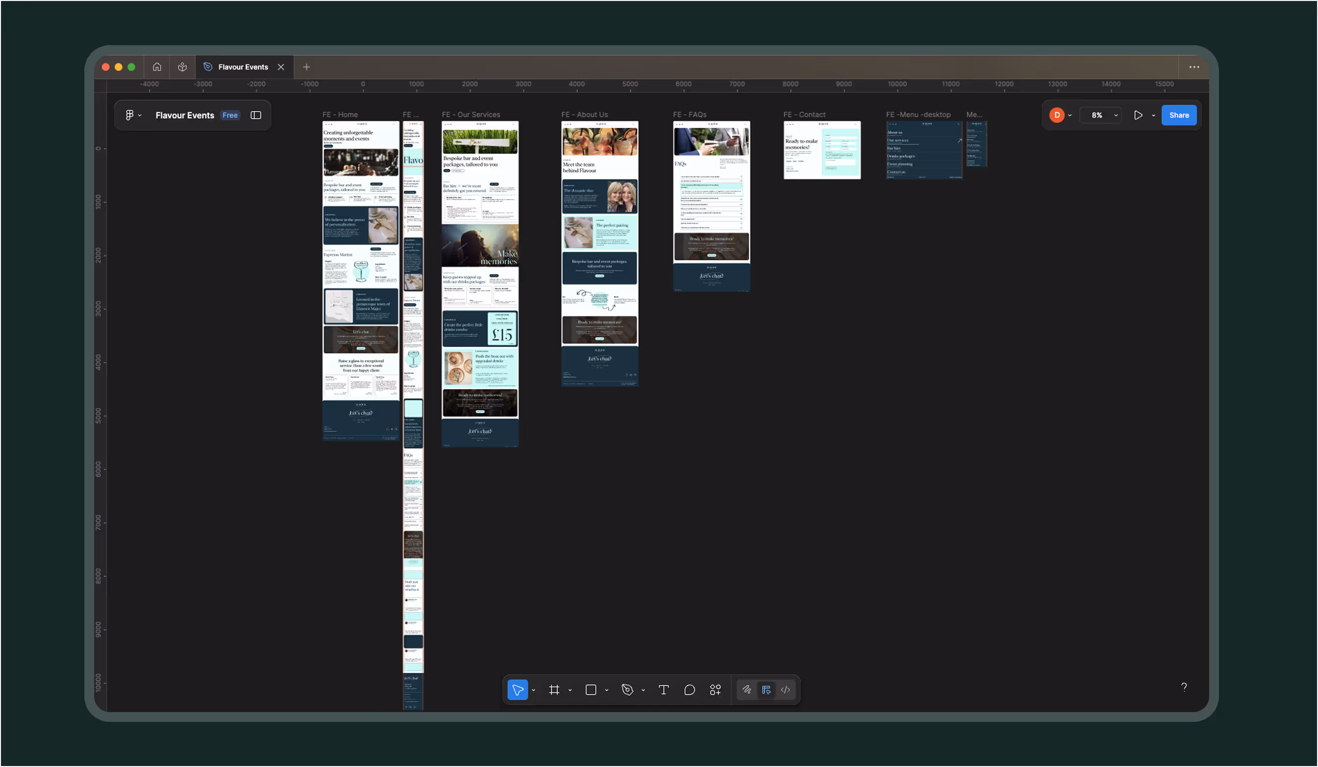 Figma file of Andrew James website layouts.