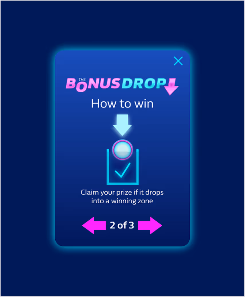 Bonus Drop game instructions, how to win.