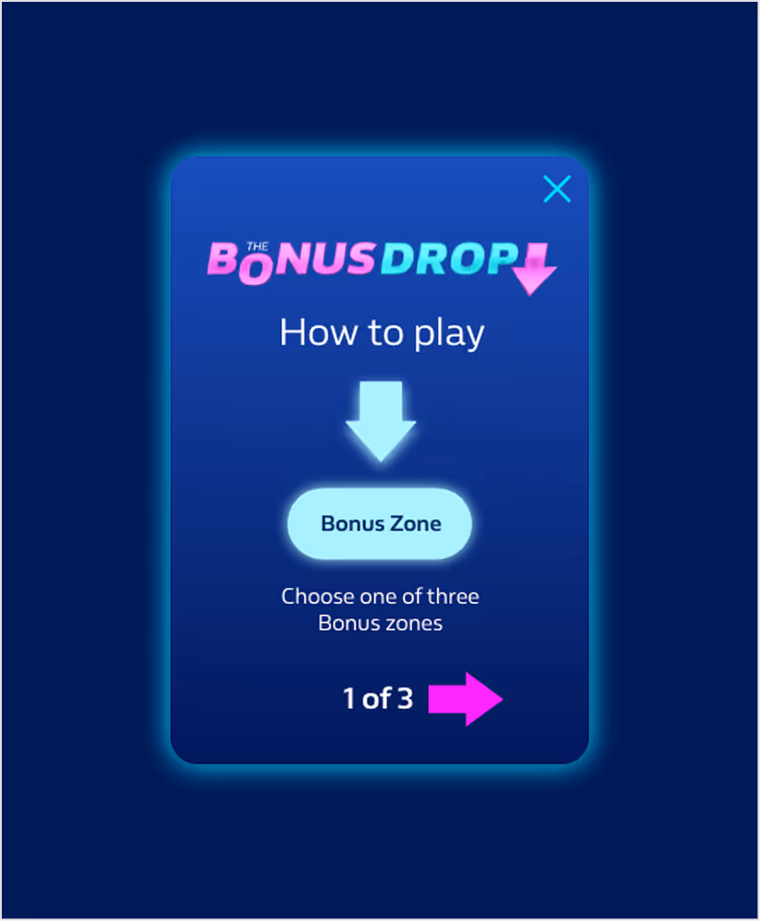 Bonus Drop game instructions, how to play.