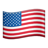 Waving United States flag with 50 white stars on a blue field and 13 red and white stripes.