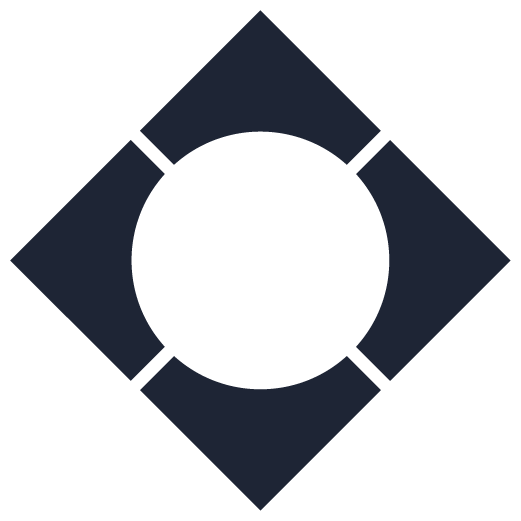Abstract geometric shape with four dark diamond segments forming a square around a white circular center.