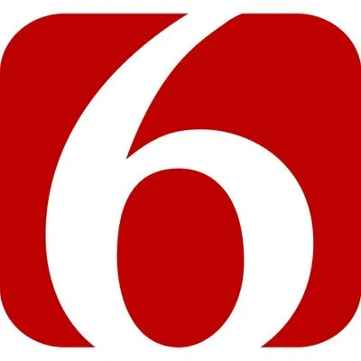 White number 6 centered on a red rounded square background.