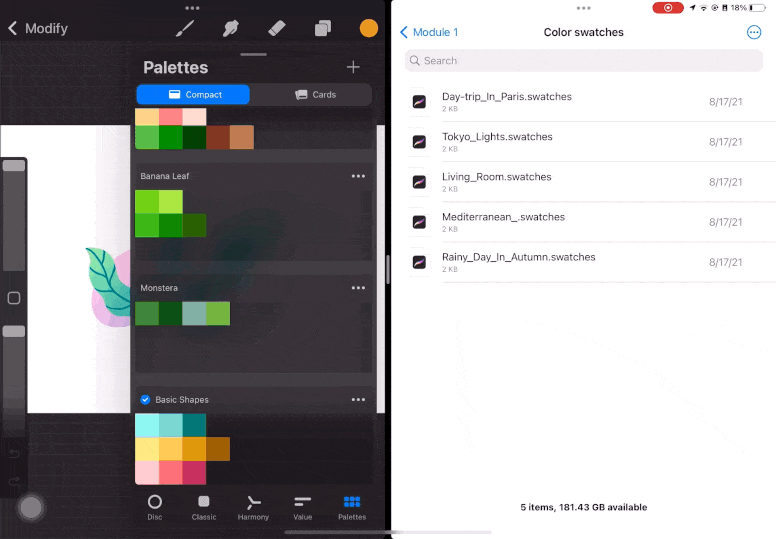 Import multiple files to Procreate by dragging and dropping the files while in Split View