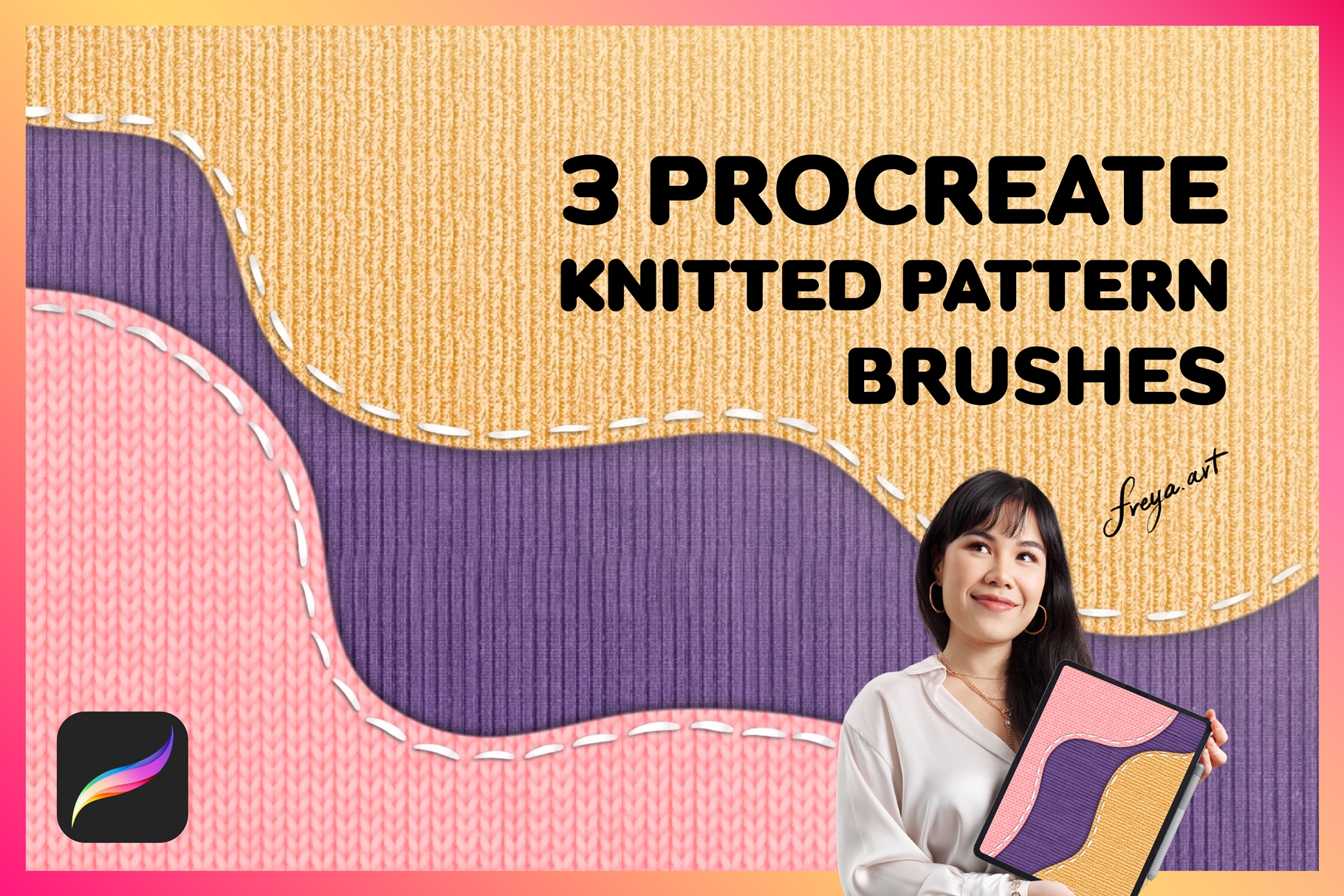 Procreate Knitted | 3 Procreate Pattern Brushes