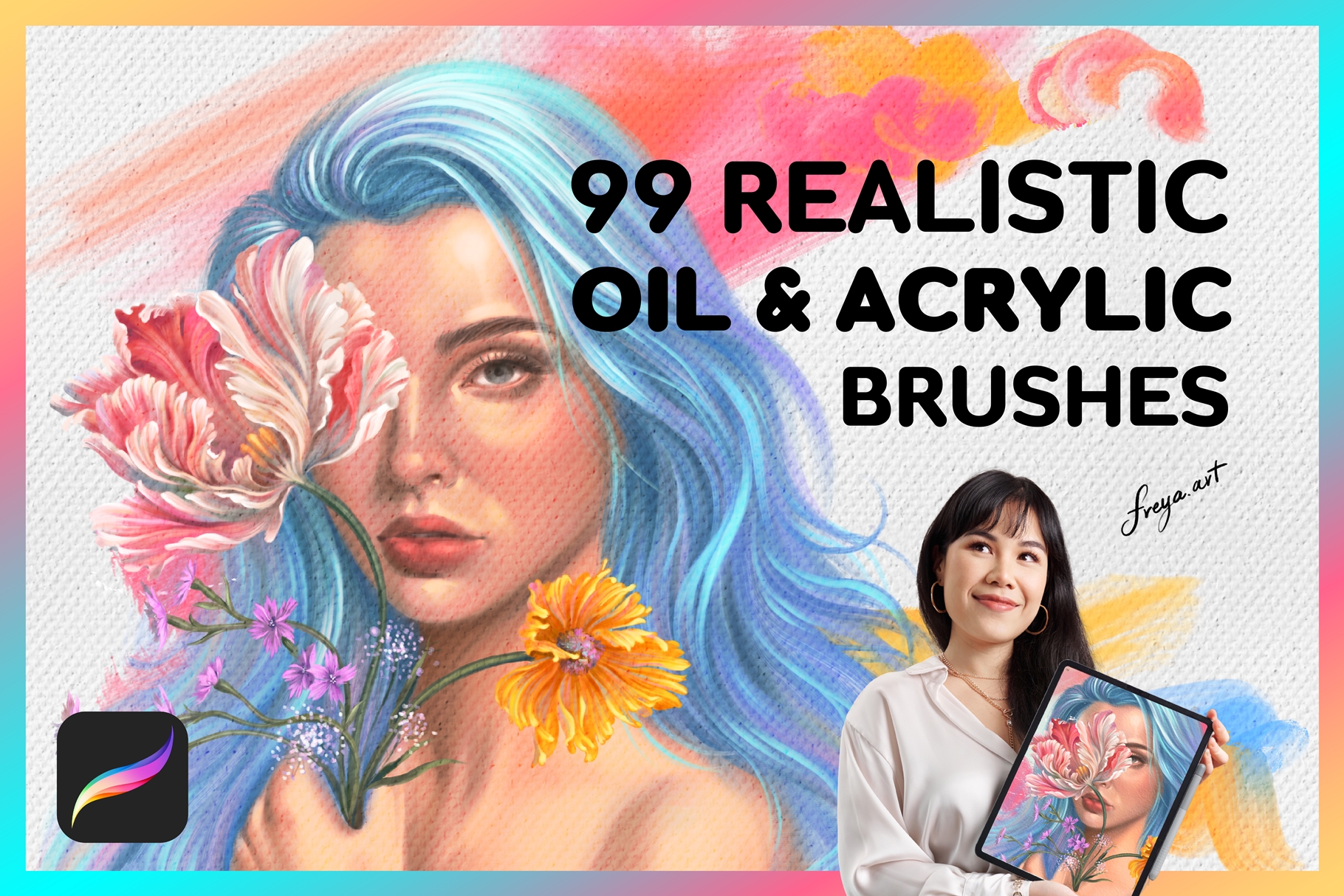 Procreate Acrylic Brush | 99 Oil & Acrylic Brushes for Procreate