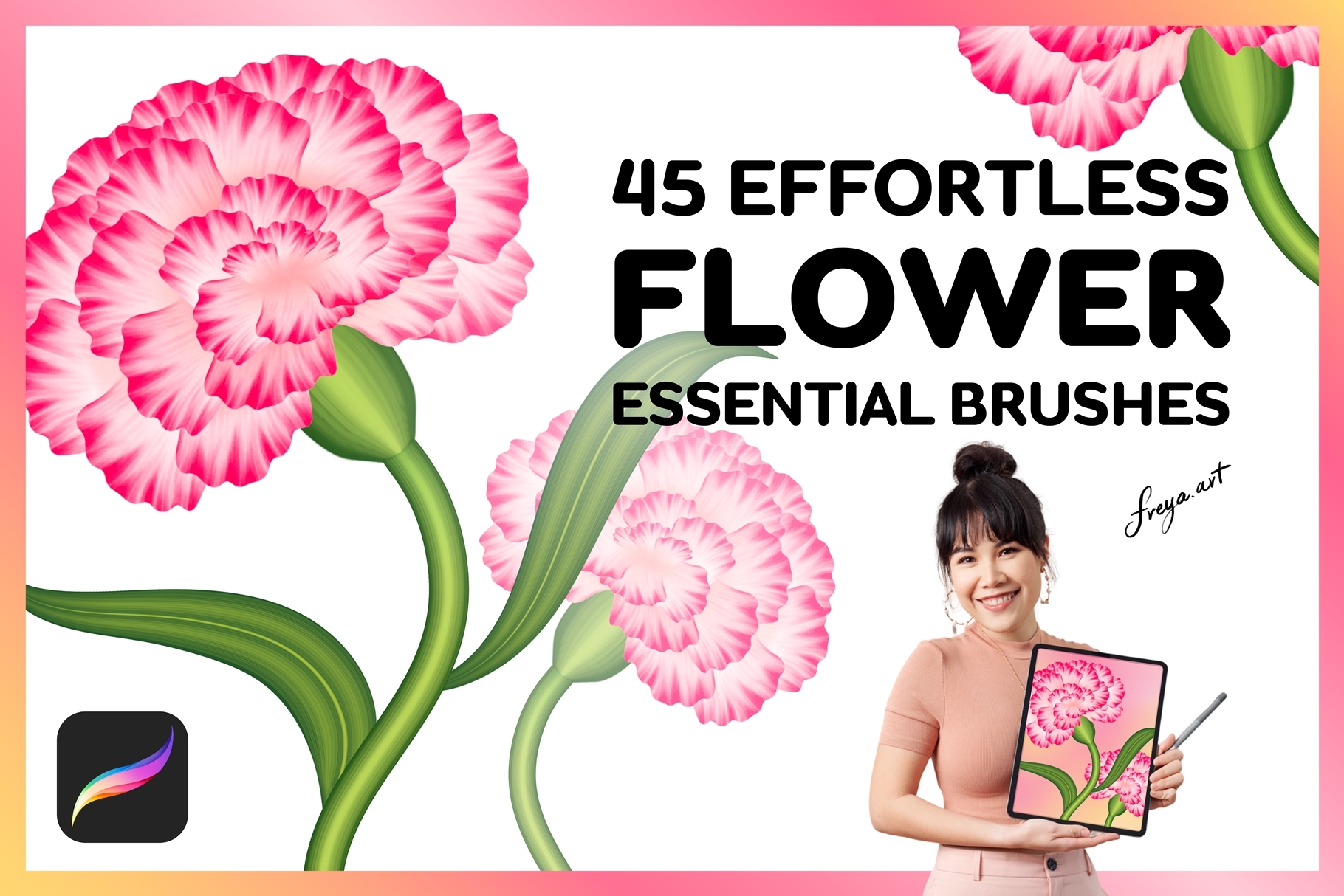 Flowers Procreate Brush | 45 Effortless Flower Essentials Brushes