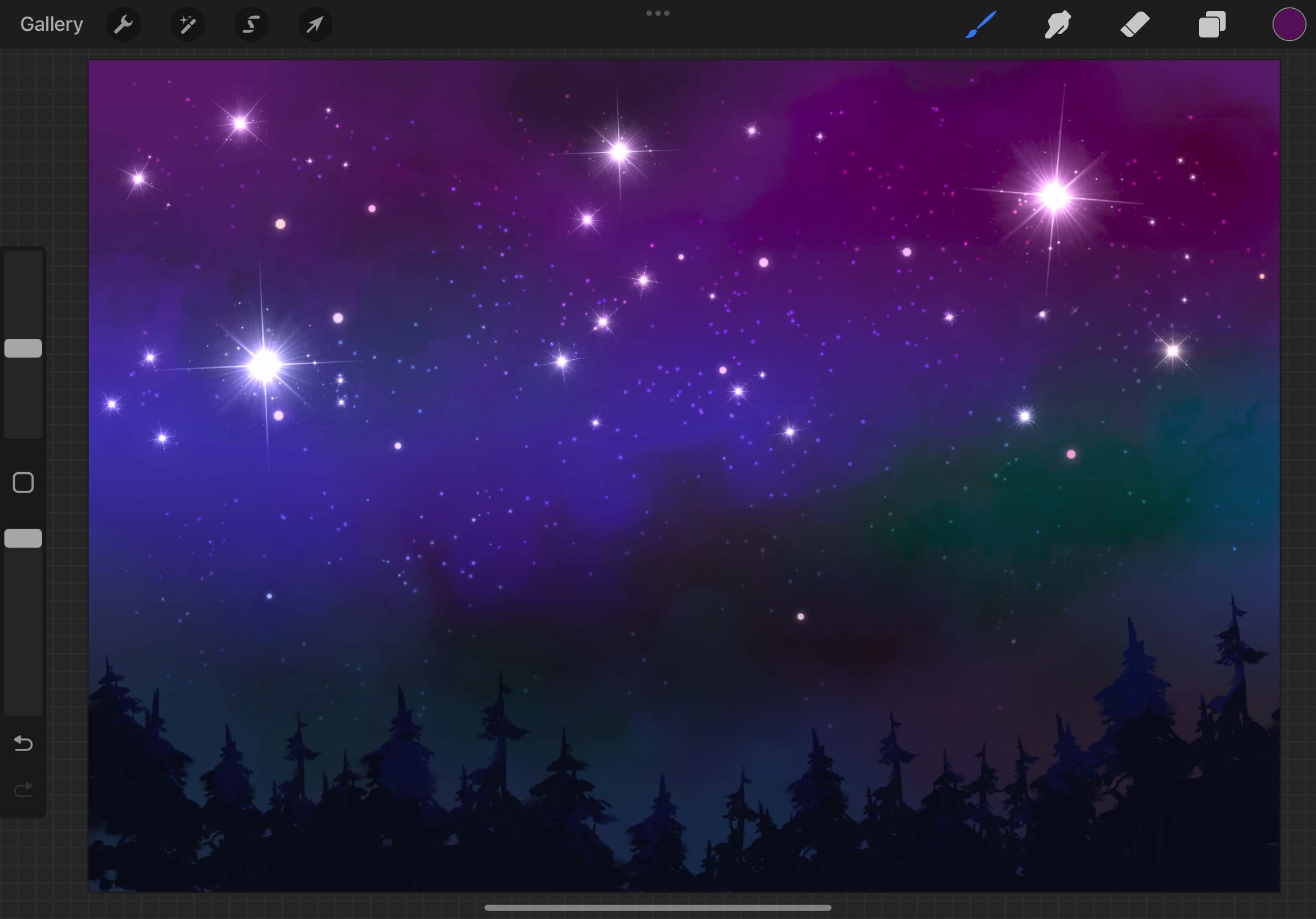 Galaxy sky with a treeline