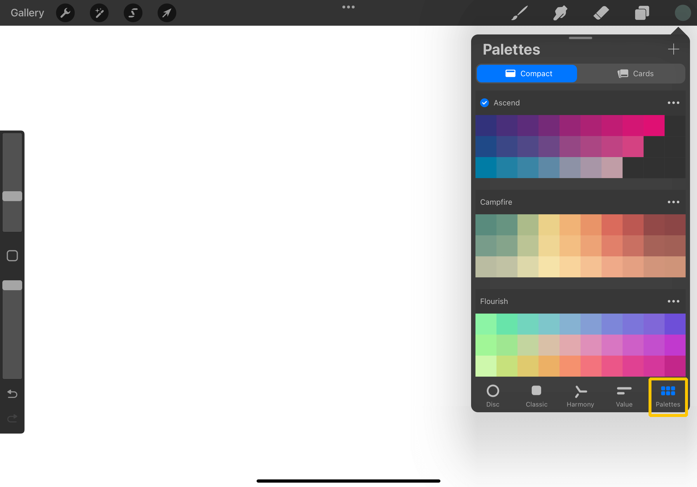 Procreate Palettes Compact Mode