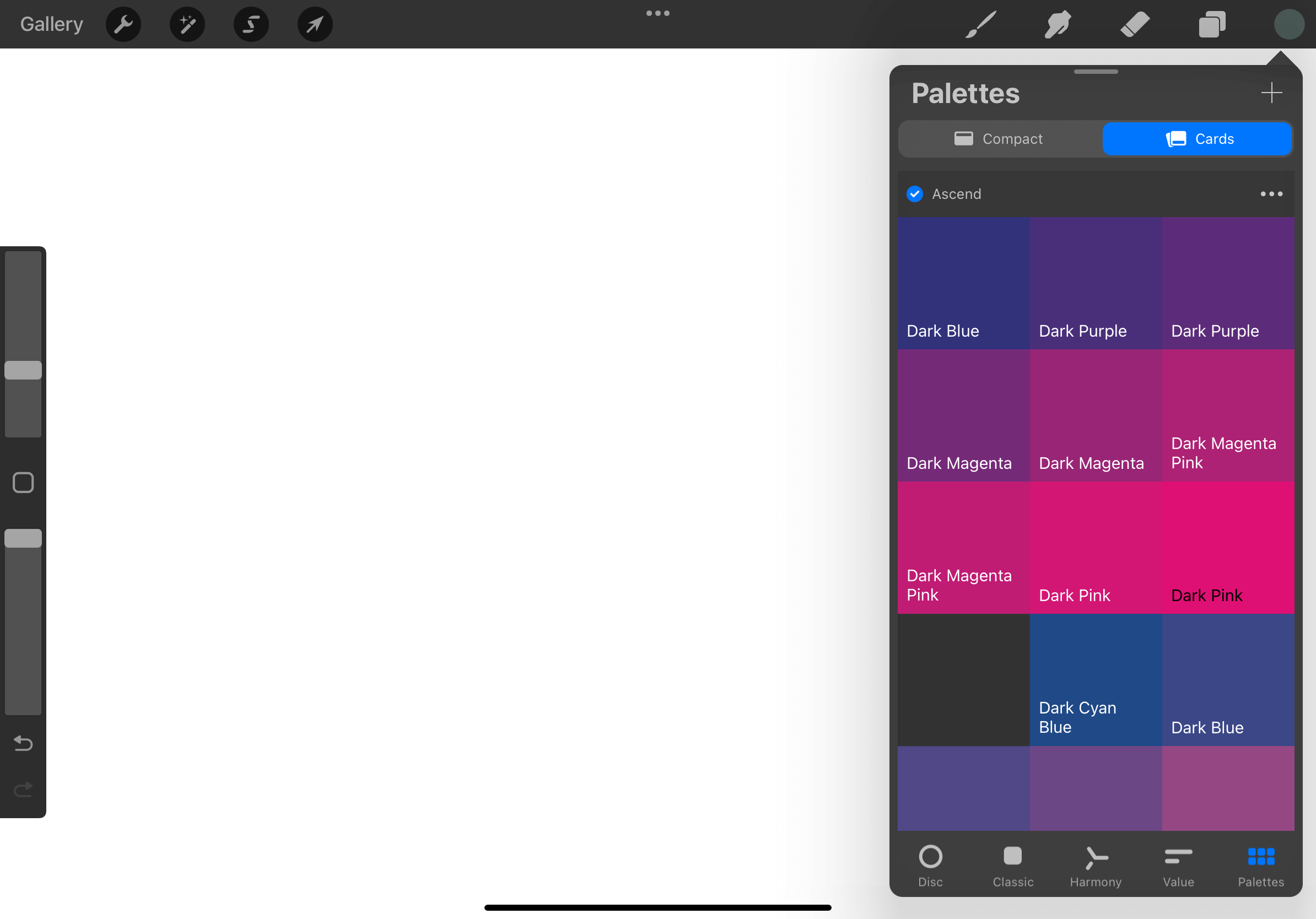 Procreate Palettes Card mode