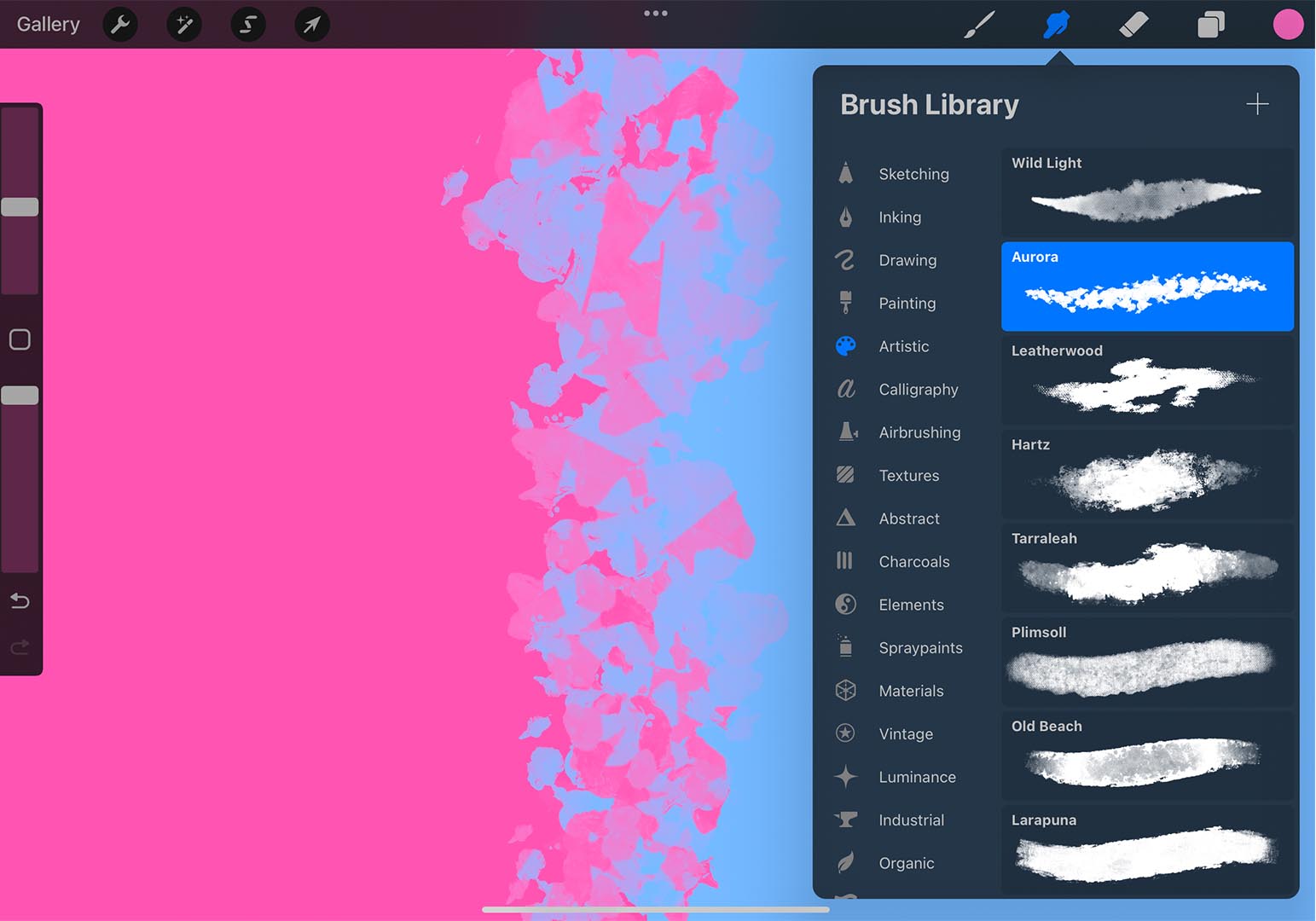 Procreate blending with an artistic brush