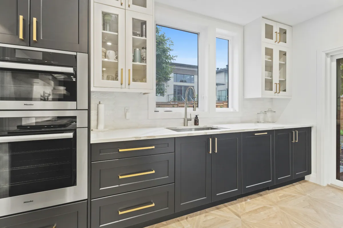Kitchen with black cabinetry