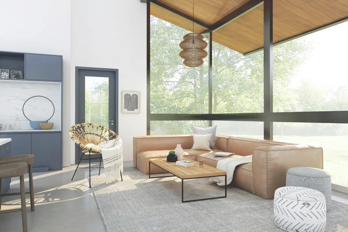 Living room with large window