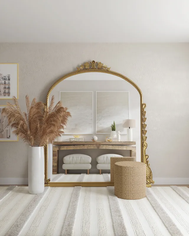 Large mirror with art