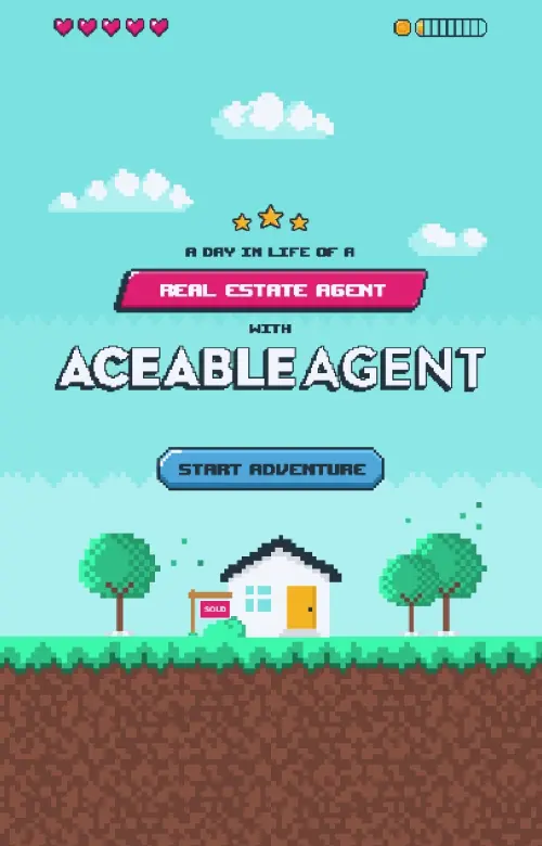 Animated 8-bit–style video created for Aceable’s real estate vertical, designed to look like a retro video game.