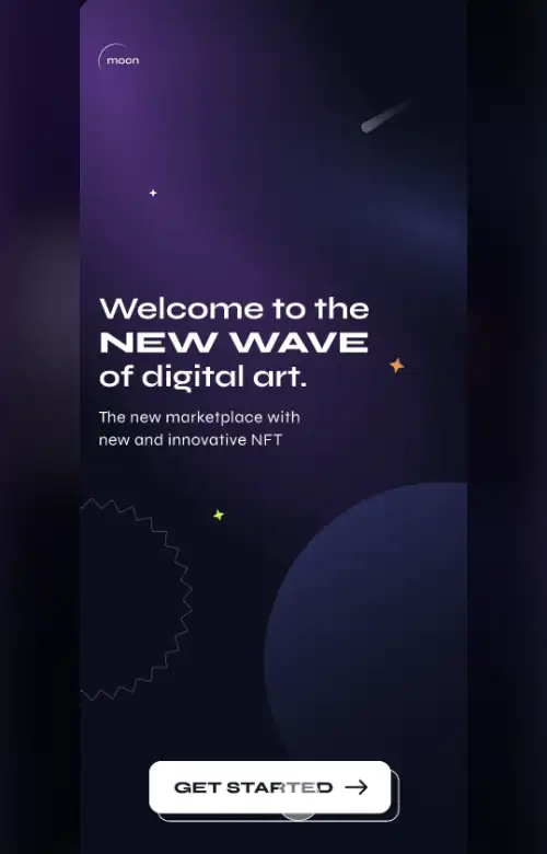 Animated preview cycling through the app’s main screens, showing the final Moon UI design.