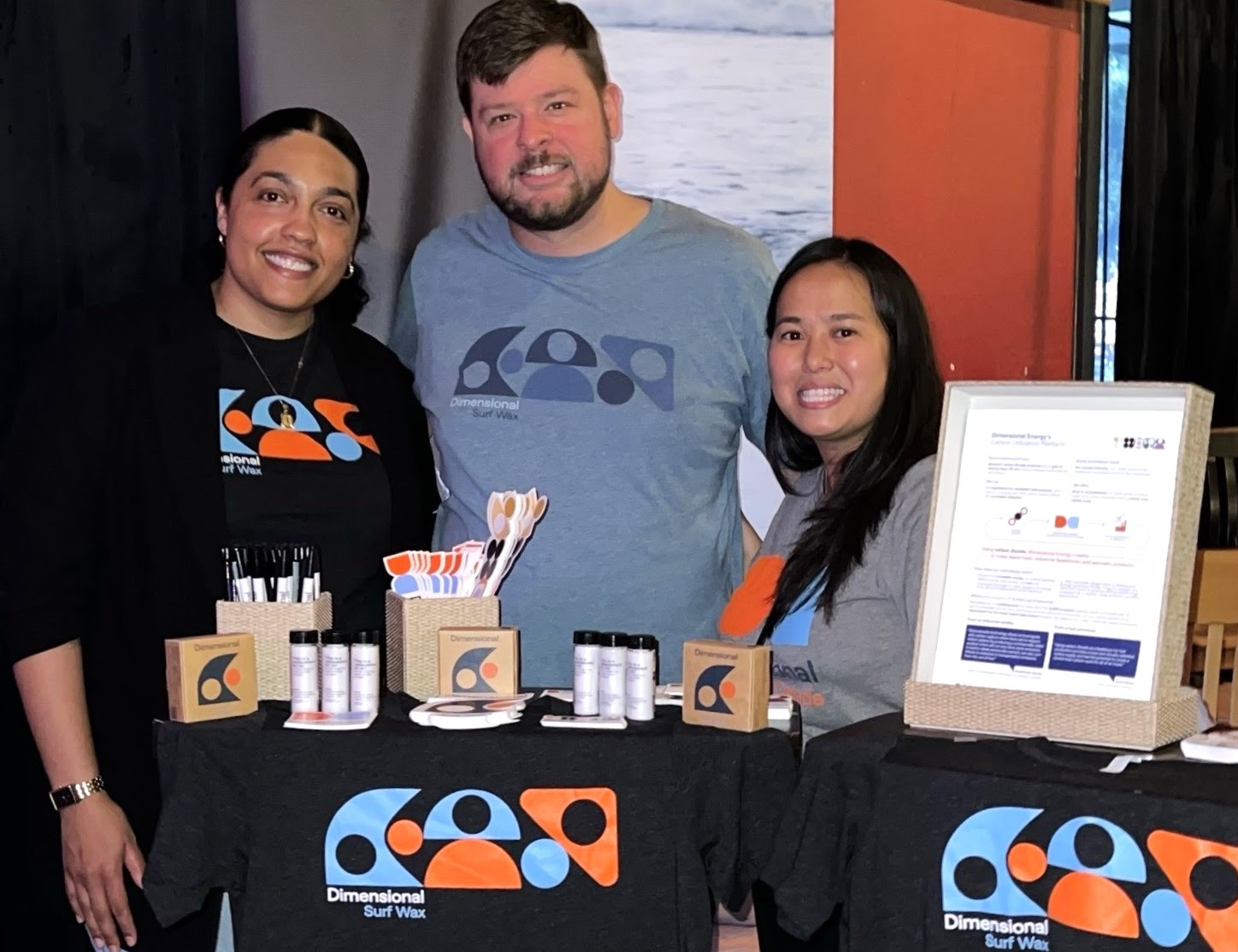 Houston staffers Taylor Lucci, Martin Vieth and Tamanh Nguyen at the Climate Tech Cocktails event.