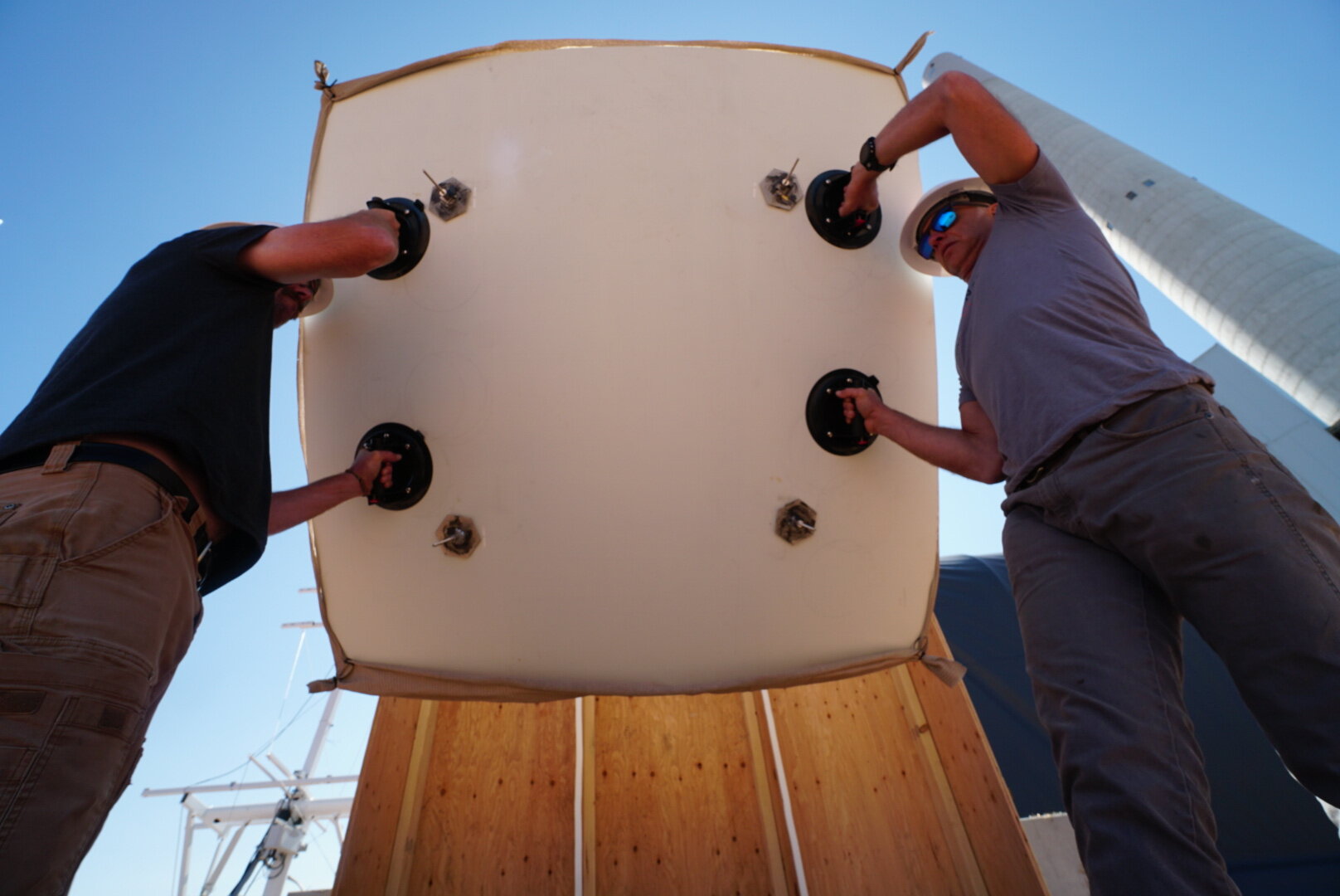 We had one chance to get our parabolic solar concentrator onto the tracker without shattering it. The two backups we’ve got are on loan from the Greek Orthodox Pilgrims who bought the company in recent months, and we’d prefer not to have to answer t…