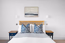 Close-up of bed in modern bedroom