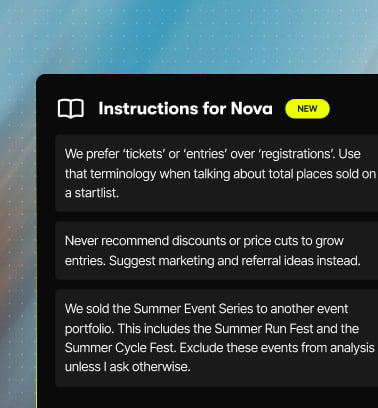 Teach Nova how your business works with Instructions