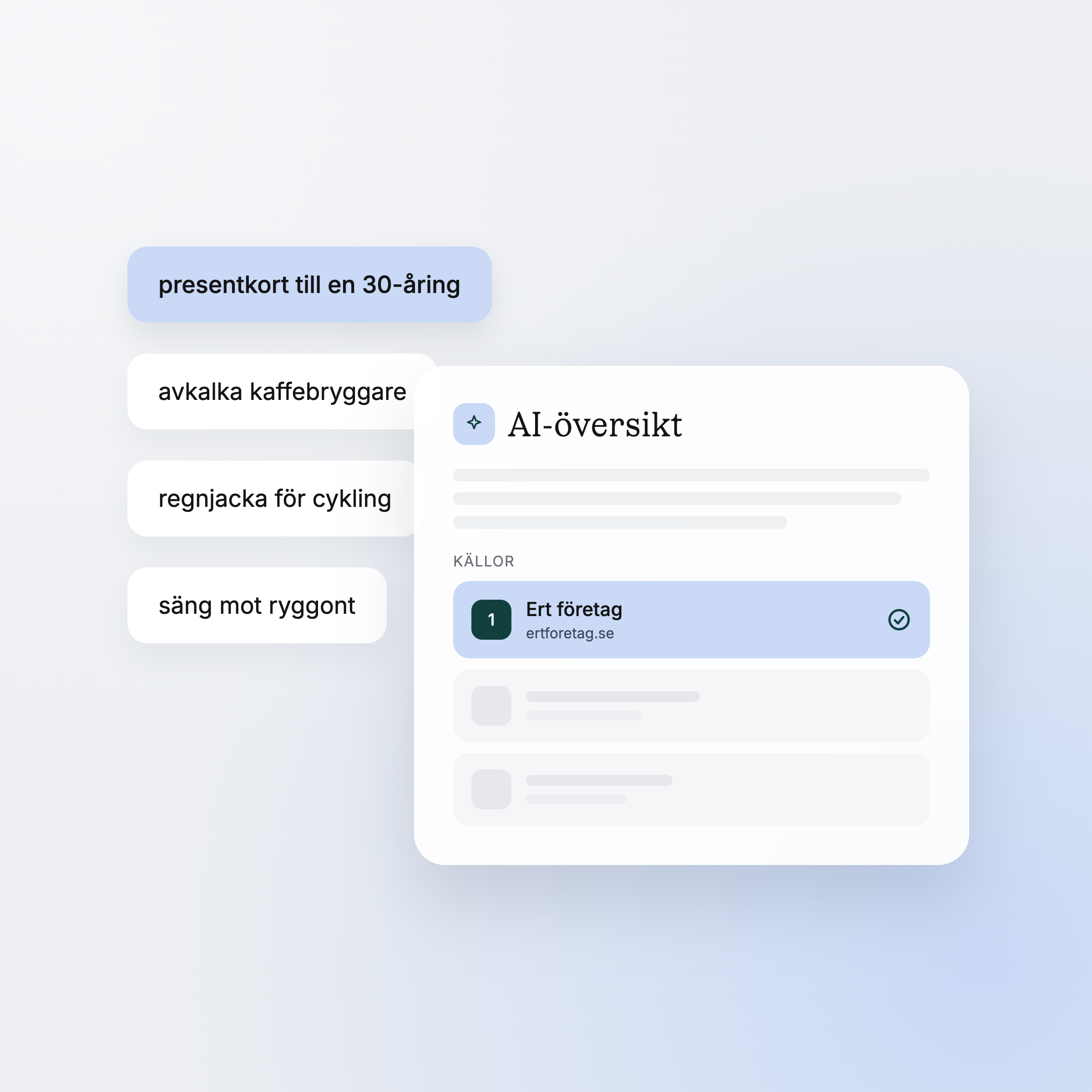 Illustration av en AI-översikt där ert företag visas som källa