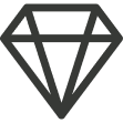 Black geometric diamond outline icon.