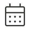 Outline icon of a calendar with grid dates.