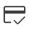 Credit card icon with a checkmark indicating approval or verification.