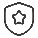 Shield icon with a star in the center representing protection or security.