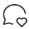 Chat bubble outline with a small heart inside next to the tail.