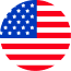 Circular icon of the United States flag with stars and stripes.