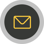 Yellow envelope icon on a dark circular background, representing email.