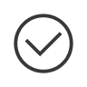 Black checkmark inside a circle symbol.