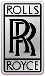 Rolls Royce logo with overlapping double R letters inside a rectangular frame.