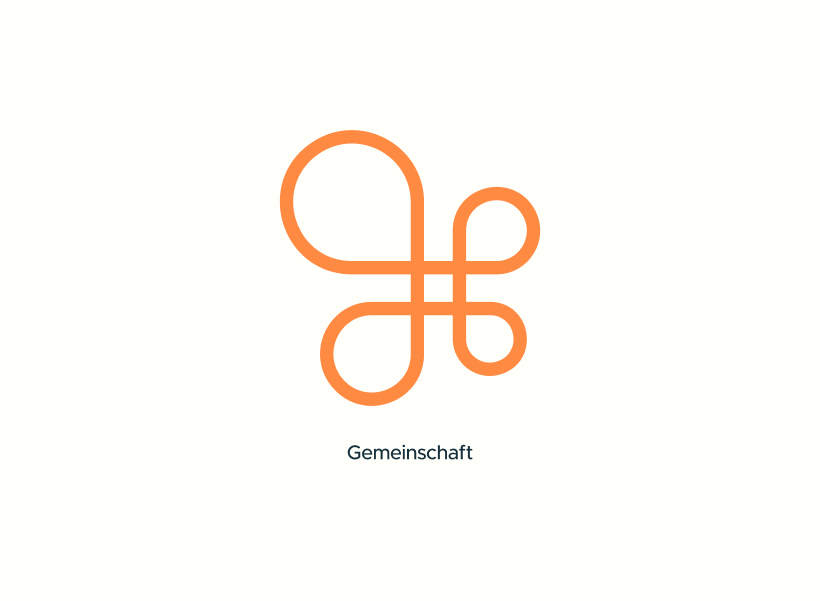 Orangenes OeStrom-Logo mit dem Wort ‚Gemeinschaft‘ auf hellem Hintergrund.