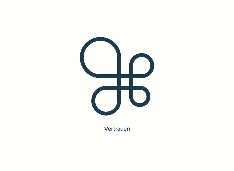 Petrolfarbenes OeStrom-Logo mit dem Wort ‚Vertrauen‘ auf hellem Hintergrund.