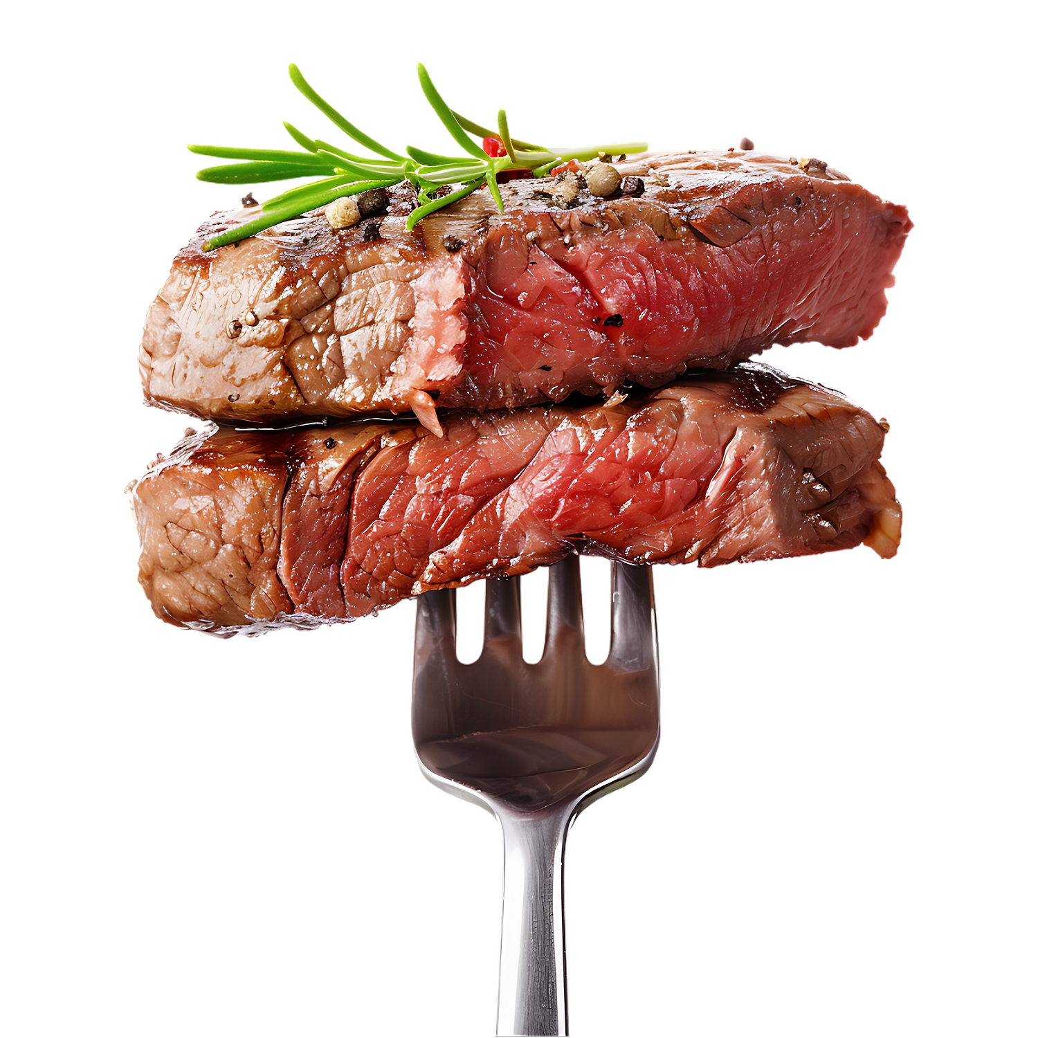 Steak mediium rare na widelcu