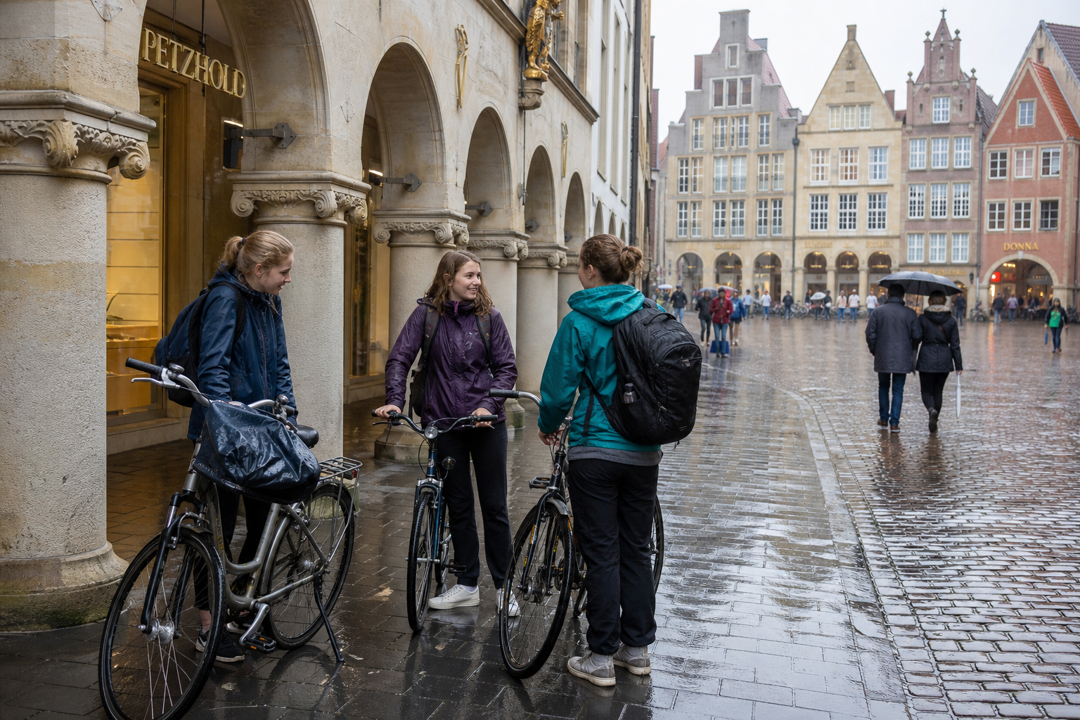 Regen in Münster: trockene Studi-Orte