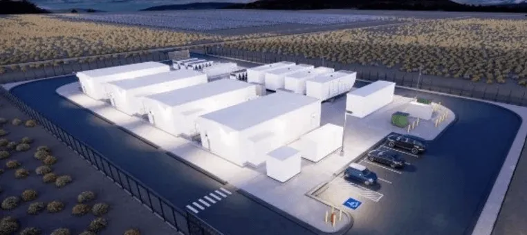 Aerial rendering of a BluSky AI SkyMod site at dusk